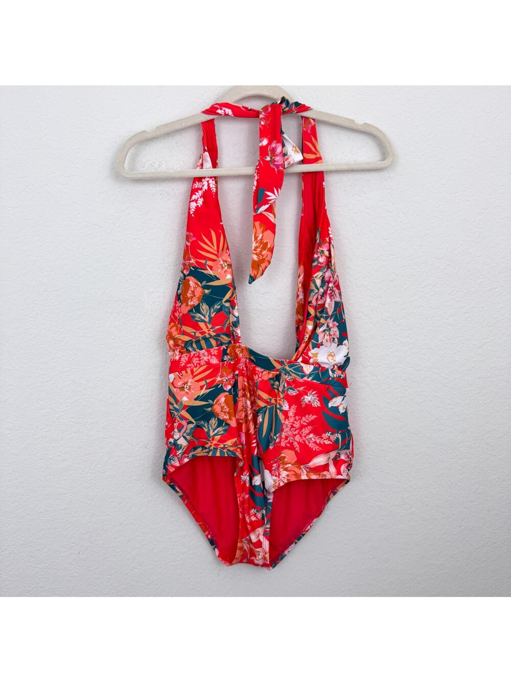 Modcloth Womens The Bethany One Piece Swim Bathing Suit L Tropical Beach Orange
